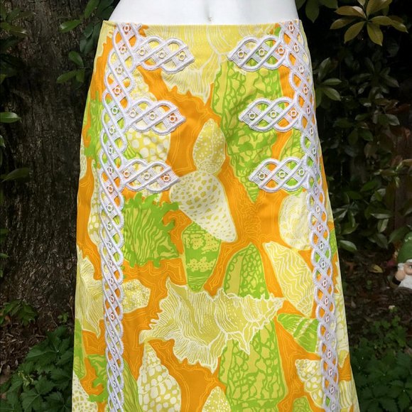 VTG 60s The LILLY PULITZER Seashell Maxi Skirt 8 - Picture 6 of 8